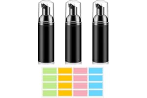 QOMJUFA 3 Piezas Dispensador Jabon Baño, 60 ml Botella de Espuma, Dispensador Jabon Baño Plástico Transparente, Botes para Gel y Champu Rellenables, para Viajes, Baño y Hoteles (Negro)