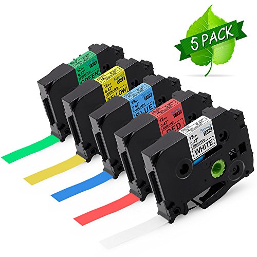 5x Compatibile Brother TZe Tapes Cassetta Laminato Nastro Compatibile per Etichettatrice Brother P-Touch TZe-231-731 con Brother P-touch PT-1000 PT-H100LB PT-1005 PT-1010 Etichettatrice 12mm x 8m