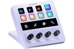 Elgato Stream Deck + White, ljudmixer och studiokontroller | LCD-tangenter, vridreglage och touchremsa, Zoom, Teams, kontorsappar, låser upp Wave Link-mixning, Mac/PC