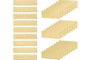 UNICRAFTALE 3 estilos de 36 placas de nombre grabadas en oro en blanco, tarjetas de acero inoxidable, etiqueta de nombre, etiqueta artística para marco con respaldo adhesivo, placa de identificación