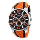 Amstt Herren Uhren Armbanduhr Analog Digitaluhr Sportuhr Silikon Wasserdicht Watch Sport Uhr Damen (Orange)