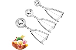 Eisportionierer Edelstahl,UYOTBKEUB verdickter Edelstahl 304 Eislöffel Portionierer mit Auslöser,perfekt zum Backen von Melon Baller Cupcakes