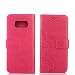 Produktbild Samsung Galaxy S8 Hülle, Samsung Galaxy S8 Schutzhülle, Alfort Carving Lederhülle Fashion Design Premium PU Leder Hohe Qualität Tasche Case Cover Kasten Abdeckung Wallet für Samsung Galaxy S8 5.8" Smartphone Funktion Standfunktion Unterstützte Telefone und Magnetverschluss mit Schmetterling ( Rote )