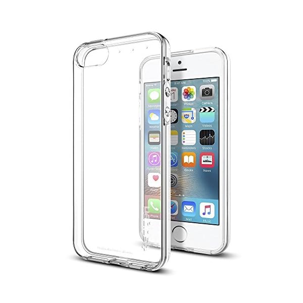 iPhone SE Hülle, Spigen® iPhone 5S/5/SE Hülle [Liquid Air] Soft Silikon [Crystal Clear] Luftpolster-Technologie Transparent Handyhülle - Soft Flex Premium-TPU Durchsichtige Schutzhülle für iPhone 5S & iPhone 5 & iPhone SE - Crystal Clear (041CS20247)
