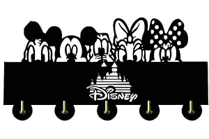 KingLive Micky Maus Disney Schlüsselbrett, Schlüsselbrett Schwarz, Schlüsselregal, Selbstklebend als Schlüsselboard Aufbewahrung, Wandorganizer, Hölzerner Disney-Wandbehang