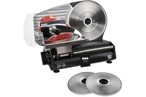 ELMA Affettatrice Elettrica CFD220 XL con Due Lame in Acciaio Inox Ø220 mm | Affettatrice Domestica Regolabile 0-15 mm, Potente, Sicura e Facile da Pulire