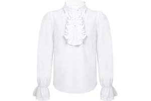 Freebily Fille Garcon Steampunk Chemise Pirate Vampire Poète Chemisier Shirt Enfant Renaissance Médiéval Victorien Gothique Lotus Blouse Tee Tops Carnaval