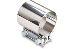 GENERIC Jamo Exhaust Clamp, Butt Joint Narrow Band Exhaust Seal Clamp Sleeve 304 Stainless Steel Exhaust Pipe Clamps (1, 2.5inch)