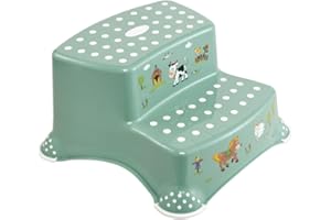 keeeper Taburete de dos escalones Funny Farm, De 3 a 14 años aprox, Antideslizante, Igor, Verde Nordic