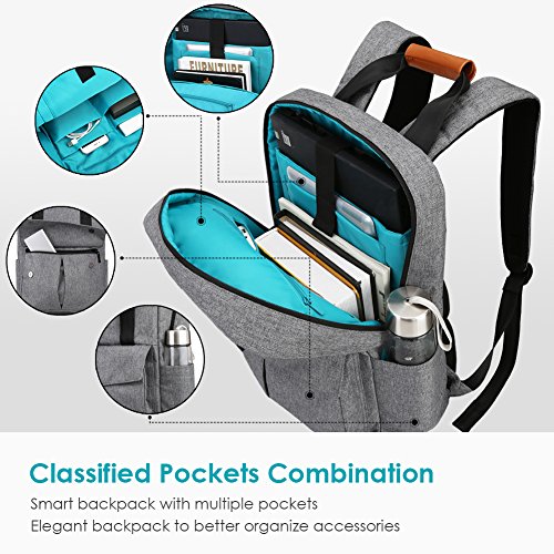 REYLEO Rucksack Business Backpack mit viel Stauraum 15 6 Zoll Laptop Tasche Herren und Damen Wasserdicht Grau-24 Liter RB23