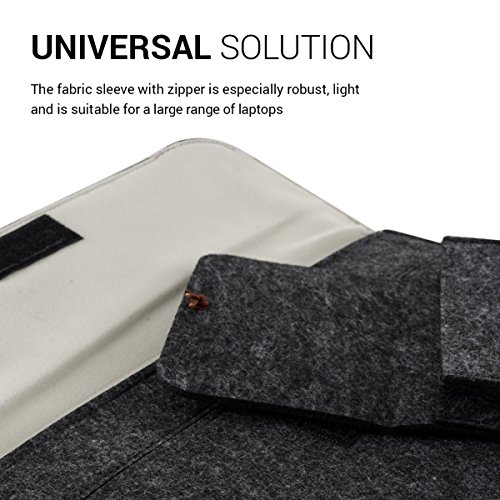 kwmobile Laptoptasche Filz Sleeve für 11″ 11,6″ Laptop Notebook – Notebook Tasche Schutzhülle Laptop Case Hülle in Dunkelgrau mit Innentaschen Innenmaße: ca. 33,4 x 24,0 cm - 2