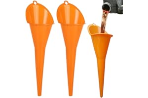 QWEPU Set di 2 imbuti di riempimento, imbuto universale per auto, beccuccio lungo, arancione, plastica