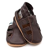 Dotty Fish Leder Baby Sandalen – rutschfest Wildledersohle – chromfrei weiche Lederschuhe – Baby Jungen und Mädchen – braun - 3
