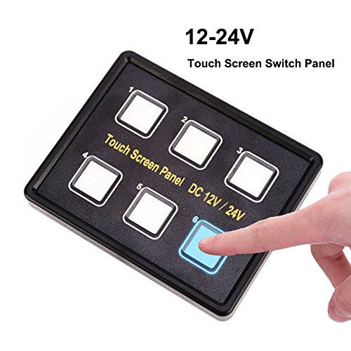 KKmoon-12-24V-Touch-Panel-Switch-Screen-6-ON-OFF-Commutateur-LED-Bleue-avec-VGA-Socket-Universal-pour-Remorque-Caravan-Bus-Bateau-Marine