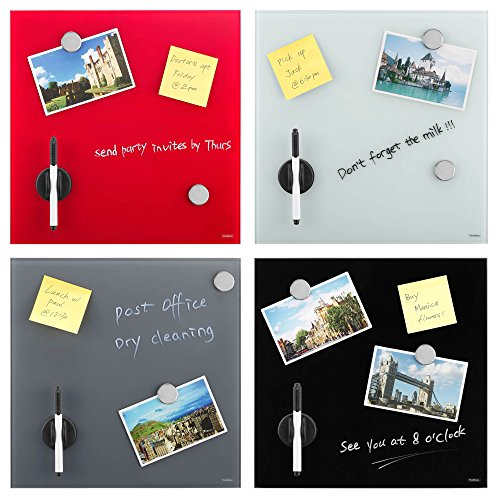 VonHaus Magnetisches Memoboard 350mm x 350mm aus Glass, Pinnwand, Notiztafel mit GRATIS Zubehör – Stift, zwei Stilvolle Magnete und ein Magnetischer Radierer (Weiß) - 5