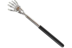 FIXTOOLS Extendable Stainless Steel Telescopic Back Scratcher with Claw Massager and Soft Rubber Handles for Itch Relief Portable and Convenient.