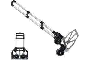 sogesfurniture Składany wózek ręczny, wózek workowy ze stopu aluminium, przenośny wózek bagażowy z teleskopowym uchwytem i gumowymi kółkami, nośność: 80 kg, BHEU-KT-2124
