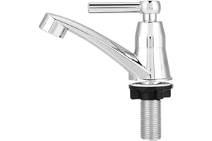 TKSE - Robinet de Lavabo Robinet Froid Unique Mitigeurs de Lavabo - Mitigeur Mitigeur Robinet d'eau Froide Salle de Bains Vestiaire Robinet Lavabo, Chrome Poignée Croisée Robinet de Salle de Bains