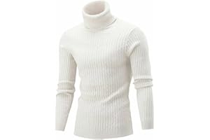 Pokem&Hent Pull à col roulé pour homme Automne/hiver Pull chaud en tricot