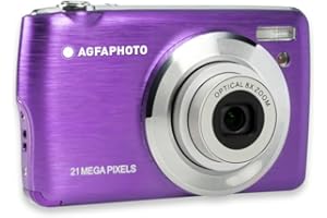 AGFAPHOTO AGFA Realishot DC8200 - Kompaktowy aparat cyfrowy (18MP, wideo Full HD, 2,7-calowy ekran LCD, 8-krotny zoom optyczny, bateria litowa i karta SD 16GB) - fioletowy