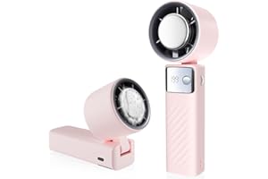 CATGIFF Handventilator, Mini Ventilator Akku Aufladbarer, Einstellbare Geschwindigkeit(1-199), Digital Display, 90° Verstellbarer Ventilator klein Leise Turbo Für Reisen Camping Travel Outdoor Rosa
