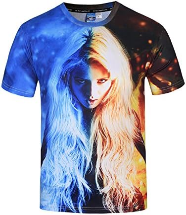 XNRHH Men and Women Lovers Hip-hop Loose Large Size Street Style Blouse Women 3D Pattern Short Sleeve T-Shirt,PhotoColor-M