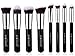 Essencell Makeup Brushes Premium Synthetic Kabuki Cosmetic Makeup Brush Set - Foundation,Powder, Blending Blush Bronzer, Concealer Contour, Eye Shadow Brush Kit (8PCs, Black Sliver)