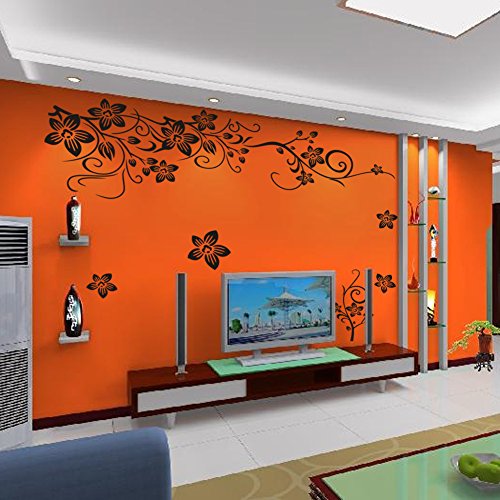 Rainbow Fox Wandsticker, Schmetterling und Blumen, Vinyl, für Wohnzimmer Schlafzimmer Küche - 3