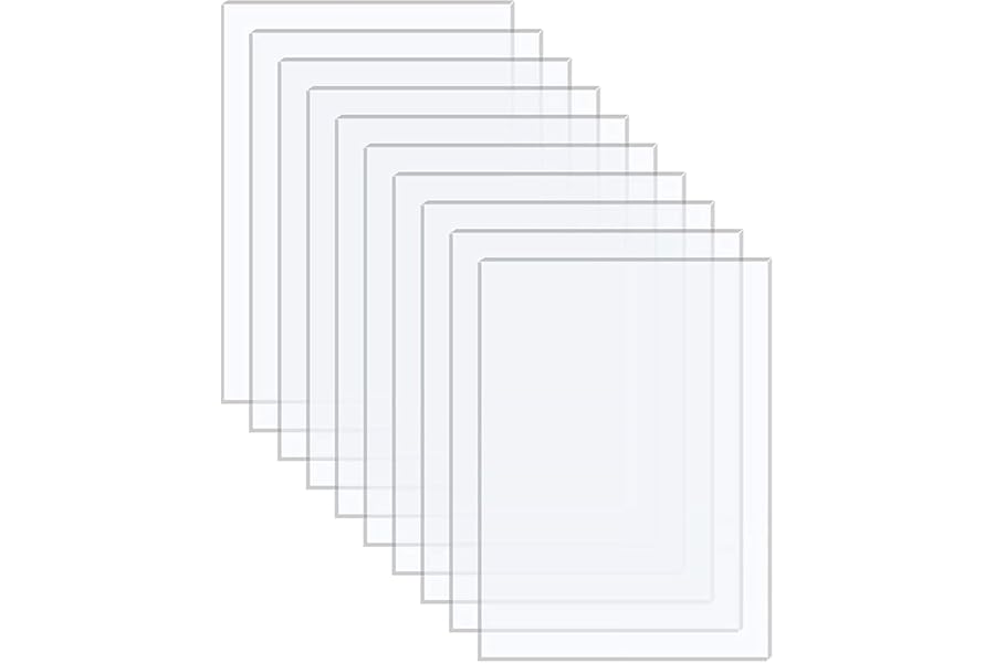 Langaelex 10 Pieces Clear Acrylic Perspex Sheets A4 (297 x 210 mm), 1 mm Transparent Plastic Sheets for Picture Frame Glass Replacement, Projects Display, Painting (A4)