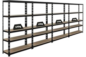 PROREGAL Mega Deal | 4X Étagère pour Charges Lourdes Apollo | HxLxP 150x90x30 cm | Charge Max. 175kg | Noir