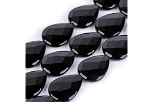 GEM-INSIDE CREATE YOUR OWN FASHION SHGbeads Natürlicher schwarzer Achat Edelstein facettiert Tropfen 20 x 30 mm Halbedelstein lose Perlen für Schmuckherstellung 38,1 cm