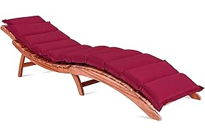 DEUBA Detex Coussin pour Chaise Longue Rouge rembourré 7 cm d'épaisseur Oreiller Inclus avec Sangles Coussin pour Bain de Soleil