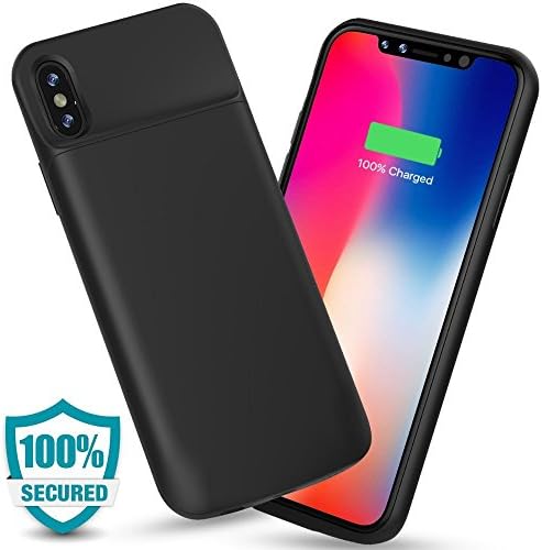 ALCLAP iPhone X Battery Case, 3600mAh Slim External Battery Portable Charger Protective Charging Case for iPhone X/10(5.8 inch)Extended Battery Juice Pack/Lightning Cable Input Mode-Black