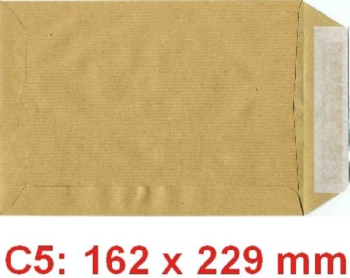 100 Envelopes C5 162 x 229 mm without Window Kraft Paper 90 g Brown