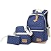 Produktbild Fashion Canvas Mädchen Schulrucksack Set +Schultertasche +Geldbeutel/ FYHAP Damen Rucksack Polka Punkt süße Spitze Kinderrucksack Outdoor Freizeit Daypacks Schultaschen für Teenager