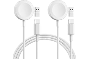 ELUTENG 2 sztuki kabla do ładowania Apple Watch, magnetyczna stacja ładująca do iWatch z adapterem USB C, przenośna ładowarka, kabel 1 m, kompatybilny z Apple Watch Series 10, 9, 8, 7, 6, 5, 4, 3, 2