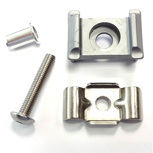 Zaun Pfosten Montagesatz Doppelstabzaun silber 9006 + Butterfly V2A 10 Stück