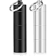 Elvyagod Portable Pill Cases, 2 Pack Metal Pocket Pill Boxes Keychain for Purse for Travel, 3 Compartment Waterproof Daily Pill Container Holder for Men and Women