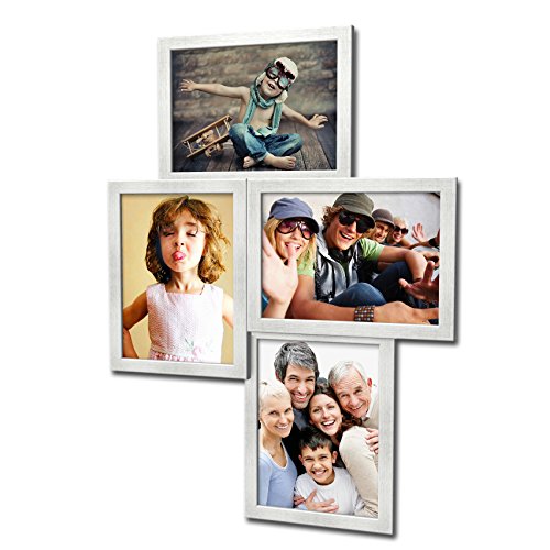 406 Fotogalerie für 4 Fotos 13x18 cm - 3D Optik - Bilderrahmen Bildergalerie Fotocollage Rahmenfarbe Silber gebürstet