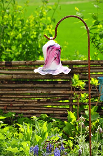 Glas-Deko für Garten,Blüten und Zapfen, Gartenkugel Massivglas ROBUST, Tulpe Tropfen, Blume mit Hakenhalter Schäferstab FROSTSICHER & MASSIV Glas-Dekoration Blüte Gartentulpe Glocke Sonnenfänger für Lichteffekte im Garten, Rosenkugel 17 cm gross Form Tulpe, modisches Tulpendesign handgefertigt mit Bogenstab 125 cm, rot weiß Gartenkugel Sonnenfänger, Gartendeko FROSTSICHER, lichtbeständig und WINTERFEST, Metallstiel Schäferstab Rosenkugeln Glas Deko - 3