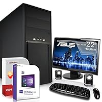 Komplett PC Set Office / Multimedia inkl. Windows 10 Pro 64-Bit! - AMD Dual-Core A4-6300 2x 3.9 GHz - Radeon HD 8370D 2GB Grafikchip - 4GB DDR3 RAM - 500GB HDD - ASUS 22-Zoll TFT Monitor - 24-fach DVD Brenner - Lautsprecher - Tastatur + Maus - USB 3.0 - DVI - HDMI - VGA - Computer mit 3 Jahren Garantie!