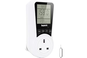 Power Meter Energy Monitor Plug, Besvic Large LCD Display Electricity Power Consumption Meter with 7 Monitoring Modes, Overload Warning Wattage Volt Amp KWH Meter Analyzer Socket