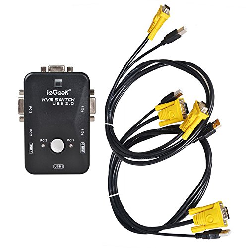 2 Port USB KVM Switch Box VGA + 2Stk Kabel für PC Monitor / Tastatur / Maus-Steuerung (2 Port USB KVM Box) - 8