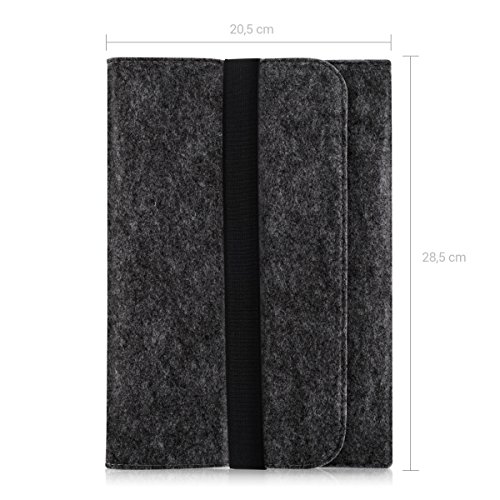 kwmobile Tablettasche Filz Sleeve für 9,7 – 10,1″ Tablet – Tablet Schutzhülle Tasche Case Hülle in Dunkelgrau mit Innentaschen Innenmaße: ca. 28 x 21 cm - 2