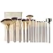 Abody Professional Cosmetics Makeup Brush Set Tools Cosmetic Makeup Brush Kit with Roll up PU Leather Bag, Wooden Handle (18pcs Golden)