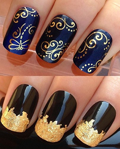 WATER NAIL TRANSFERS DECALS STICKERS ART SET #110. PLUS GOLD LEAF SHEET! METALLIC GOLD DRAGONFLIES DRAGONFLY & SWIRL CURLS WRAPS & 24KT GOLD! CAN BE USED WITH NATURAL GEL ACRYLIC STICK ON NAILS! OR WITH GLITTER DUST CAVIAR BEADS ALLOYS DECORATIONS CONFETTI FIMO SHAPES TAPE PENS RHINESTONES!