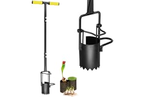 Colwelt Bulb Planter Tool Long Handle, Serrated Base Bulb Planters Gardening Bulb Transplanter with Soft Grip, Heavy Duty Sod Plugger for Digging Holes to Plant Tulips, Iris, Daffodils