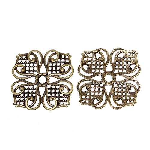 5 filigrane Deko-Ornamente, Verzierungen, Blume, 4,4 x 4,4 cm bronze - 3