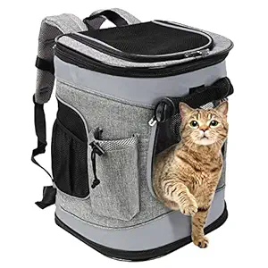 Pet Carrier Backpack, Breathable Cat Dog Puppies Carrier Backpack for Travel Hiking Camping Outdoor Use, Airline Approved, Ventilated Design, Safety and Soft Cushion Back Support