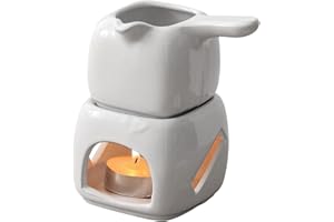 FYting Brucia Essenze,Bruciatore Oli Essenziali,Bruciatore Candle,Diffusore in Ceramica Fornello per Olio Essenziale Fornello per Aromaterapia per Candela,Bianco-Caldaia Smontabile in 2 pezzi